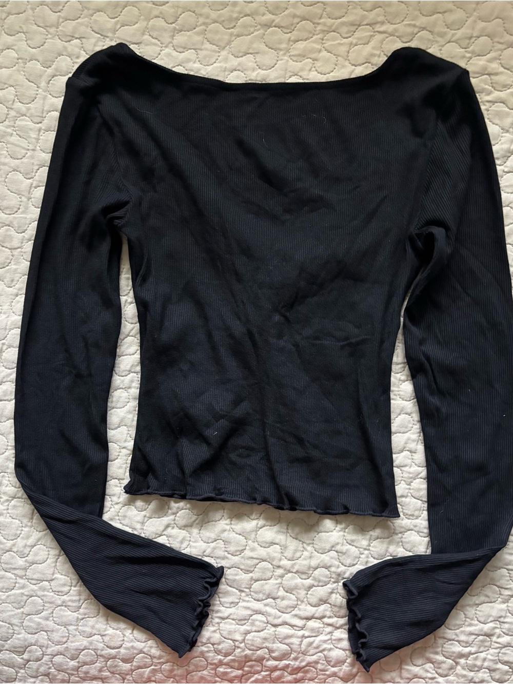 HALARA Black Ribbed Twist-Front Long Sleeve Tee NWOT - Picture 2 of 9